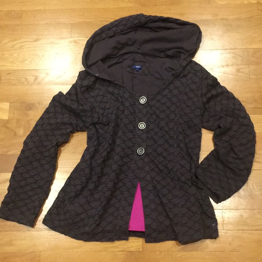 CECIL Grey Textured Hoodie Jacket